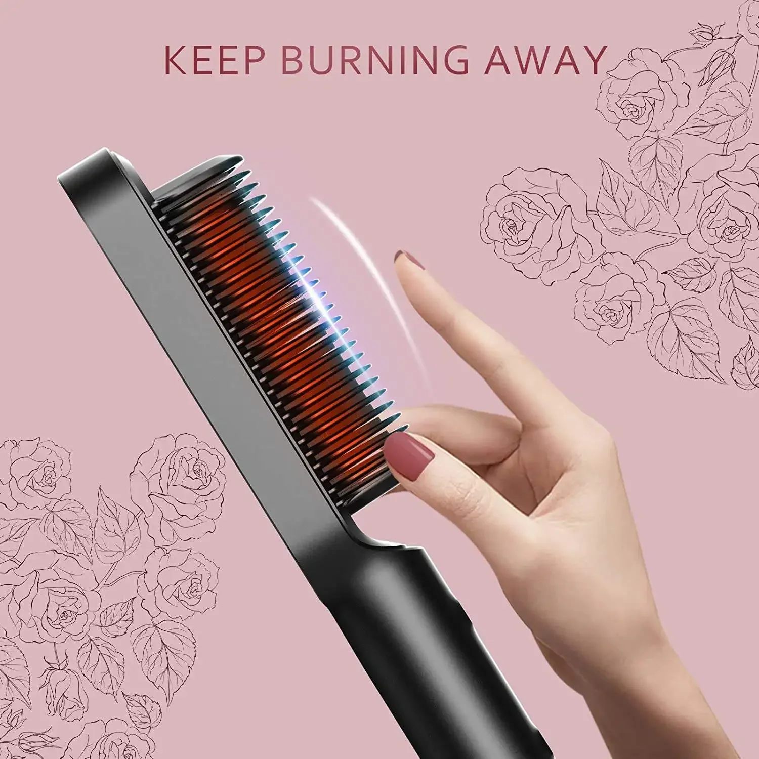Hair Straightener Electric Hot Comb Quick Heated Negative Ion 2pcs