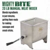 Products MightyBite 20 Pound Capacity Manual Meat Mixer, Stainless Steel, Manual Only 2