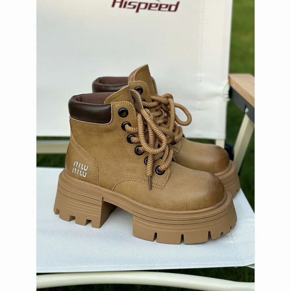European Station Vintage Women's 2023 Autumn New Thick-Soled British Style Small Western Style Short Boots