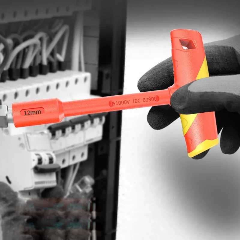 LAOA 1 Stück Isolierter T-förmiger Steckschlüssel VDE Hochspannungsfest 1000V Elektriker-Spezialsteckschlüssel-Set – Detail 13