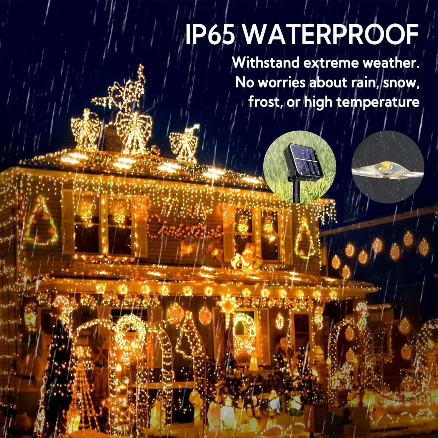 Solar String Lights Outdoor Waterproof Solar Fairy Lights 8 Modes Christmas for Garden Patio Wedding Decorations solar lights