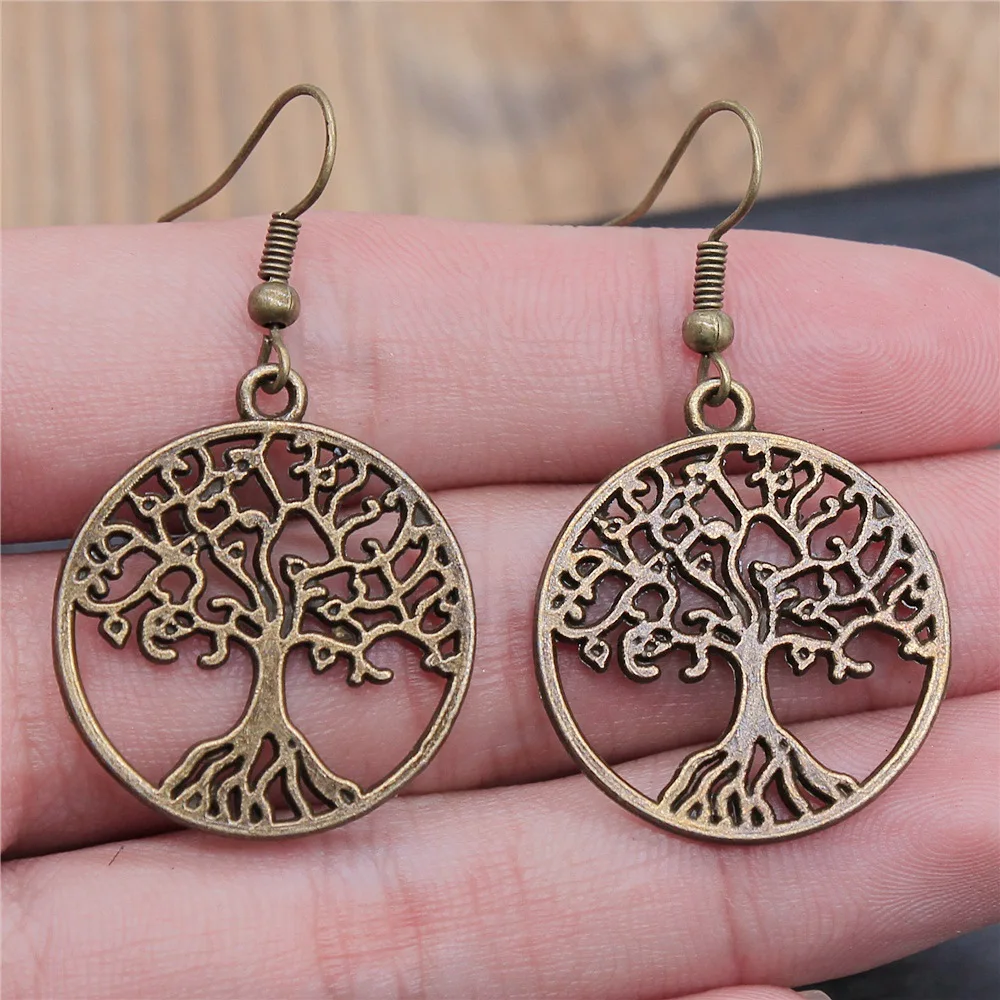 Drop Earrings Pendant Earrings Women Vintage Drop Earrings Fashion 2 Colors Tree Of Life Pendant Earrings