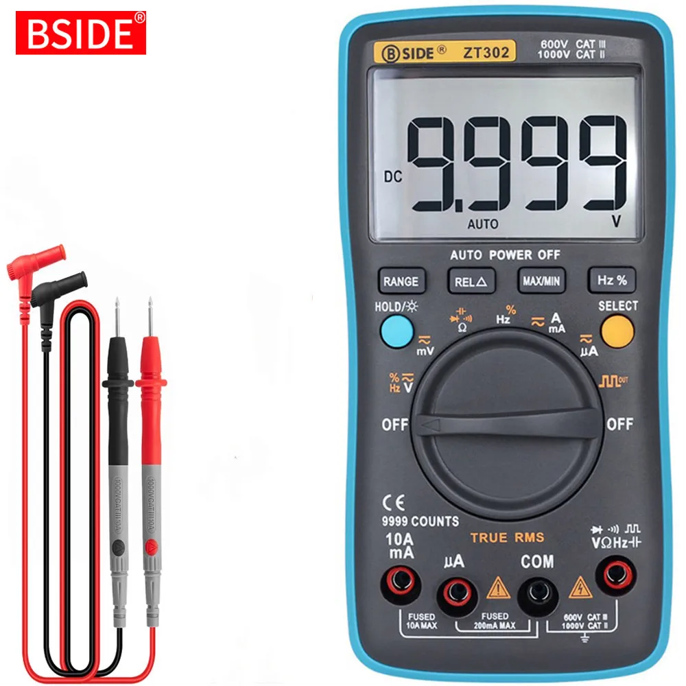 Digital Multimeter BSIDE ZT301 True-RMS DC/DA Voltmeter Ammeter multimeter Professional DMM Resistance Ohm Cap Temp Tester Meter bore dial gauge Measurement & Analysis Tools