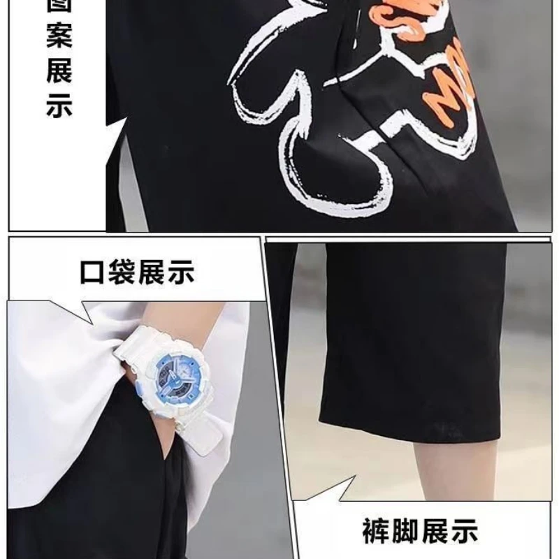 Kids Boutique Clothes Boys Summer Cartoon Bear T-Shirt & Loose Shorts 2 Pieces Suit Teenage Boy Letter Tracksuit Casual Outfit