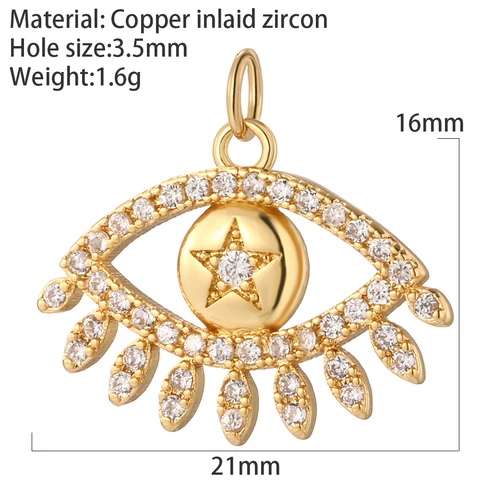 Girl Moon Star Sun Charms Diy Earrings Necklace Bracelet Evil Blue Eye Charms for Jewelry Making Supplies Gold Plated
