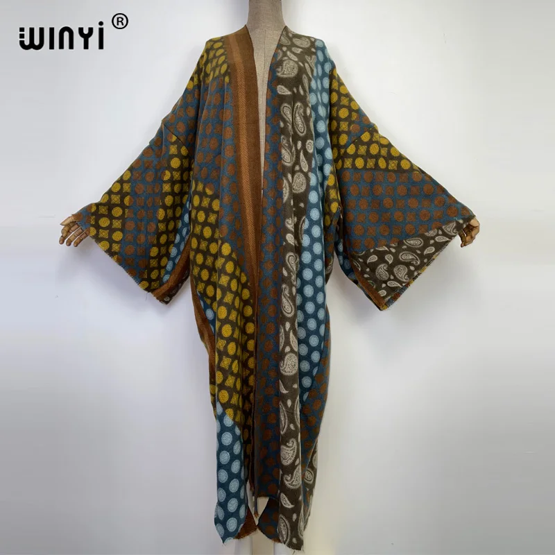 Winyi alta qualidade inverno feminino elegante impressão