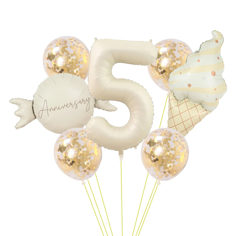Süßigkeiten-Eiscreme-Folienballons mit Bunten Konfetti-Ballons 32 Zoll Ziffernballon 0-9 Geburtstagsparty Babyparty Dekorationen – Detail 5