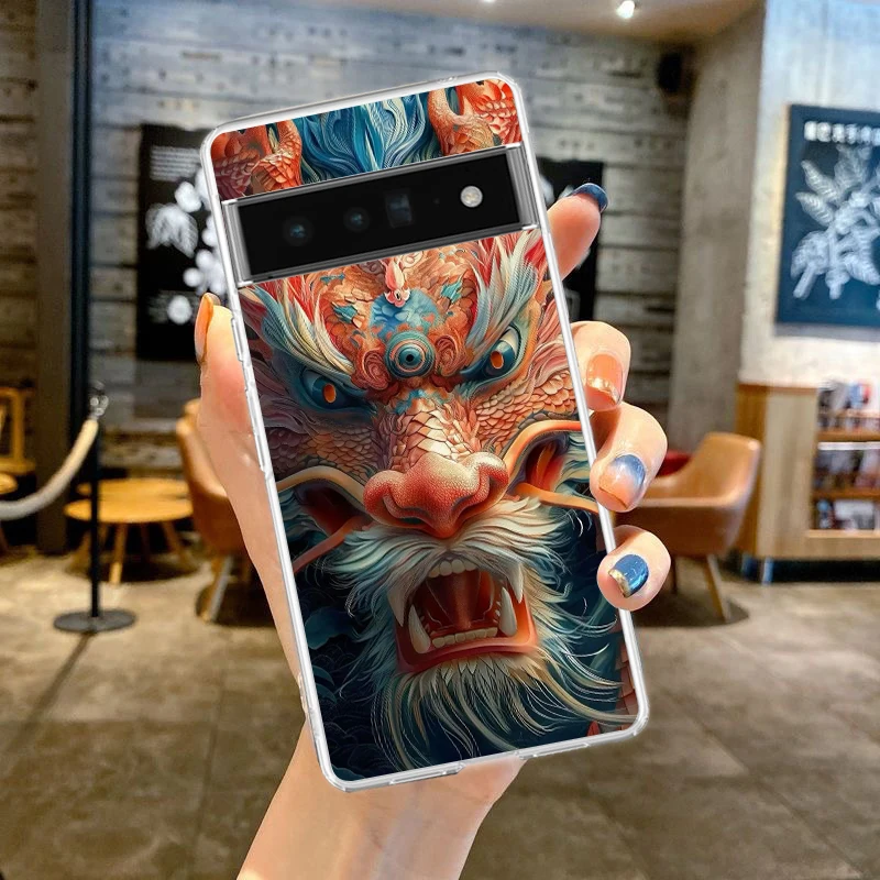 Cartoon Dragon Handy hülle Abdeckung für Google Pixel 8 7 6 5 4 4xl stoß festes Silikon 7a 6a 5a 4a 3a 3axlpro 5g transparente Hülle – Detail 7