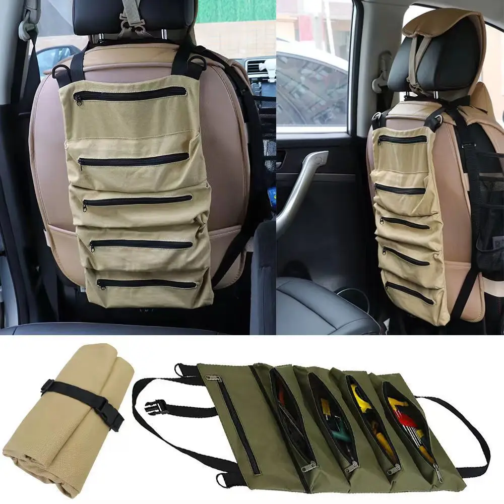 Roll-up tool bag Multi-purpose tool bag wrench organizer small shoulder tool bag hanging zipper carrier tote bag 4
