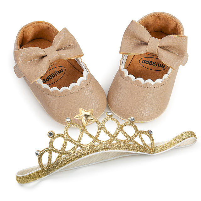 Spring Autumn Newborn First Walker Shoes Infant Toddler Bowknot Non-slip Rubber Soft-Sole Flat  Baby Bow Decor Mary Janes