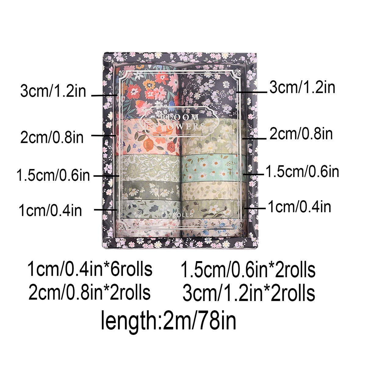 12rolls/set of plant flower themed washi tape set for DIY crafts, scrapbook, diary decoration materials, gifts for friends 2