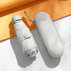 Compact Capsule Umbrella: Portable Dual - Use Solid Color Sunshade and Rain Protection - Metal - fiber composite (Beige)