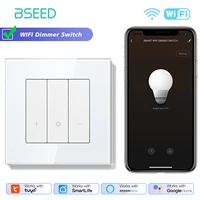 BSEED WIFI Dimmer Switch 1/2/3/4Gang Smart Click Button Switch Glass Panel White LED Indicator Tuya Smart Life Alexa Control - Image 2