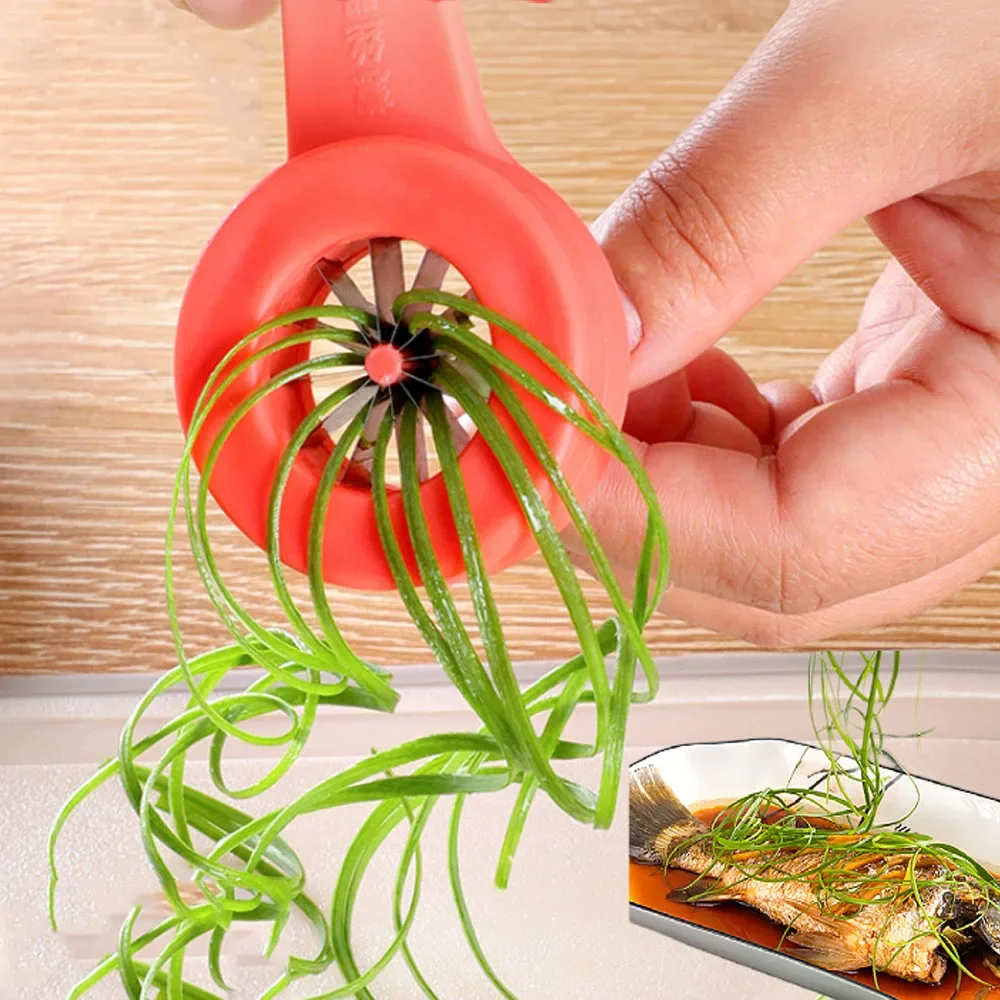 

Upgraded Sharp Shredded Scallion Silk Knife Easy Kitchen Gadgets Stainless Steel Green Onion Wire Drawing Plum Flower Slicer