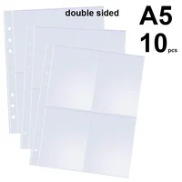 10 Pcs A5 6 Ring Binder Photo Album Double Sided Refill Back To Back Sleeves Budget Planner Notebook Page Protectors 4 pockets 2