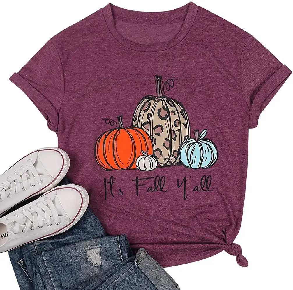 

Женская футболка с надписью «It's Fall» на Хэллоуин, топы с рисунком тыквы и специй