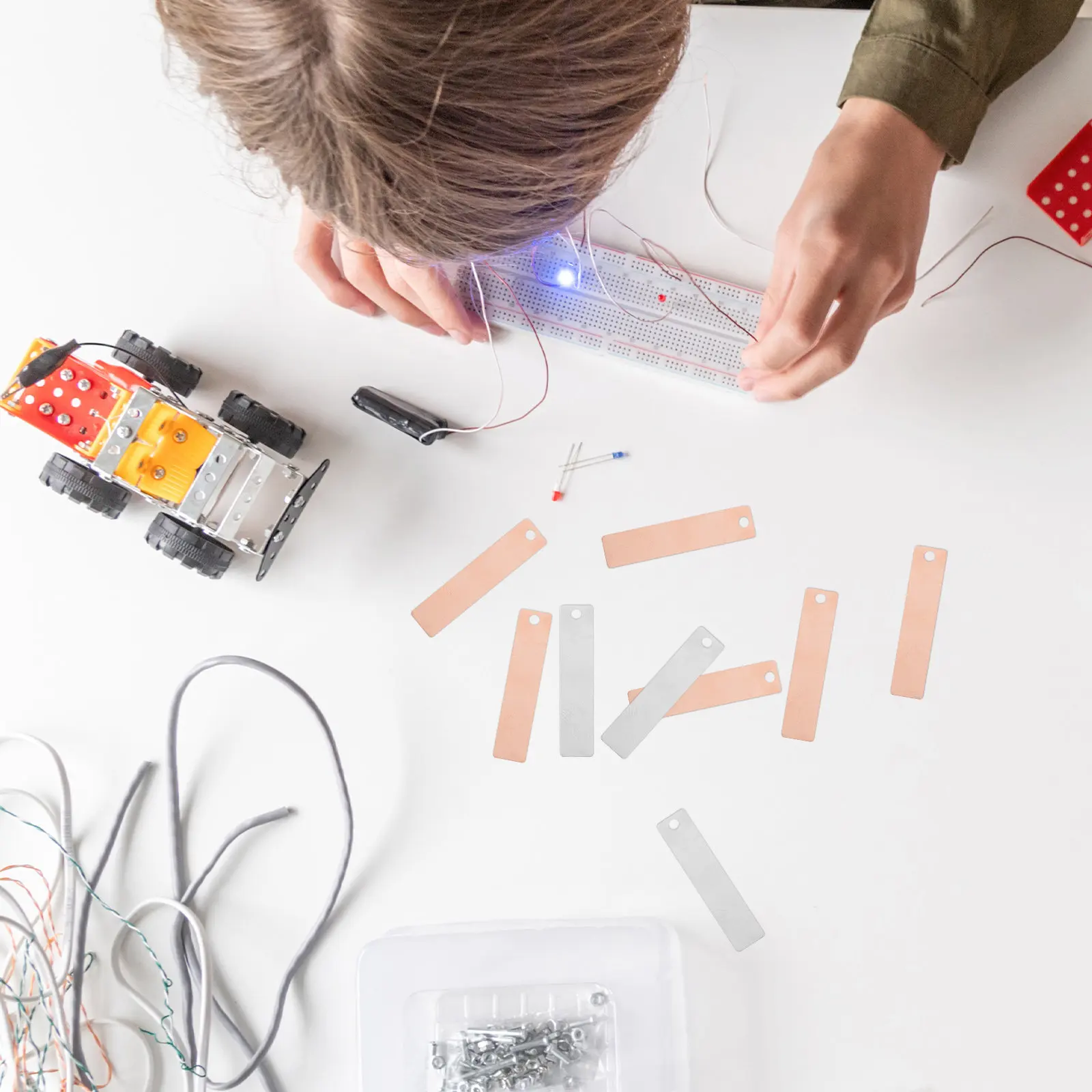 20Pcs 구리 아연 양극 전극 스트립 과학 전기 도금 실험을위한 순수 아연 시트 DIY 교육