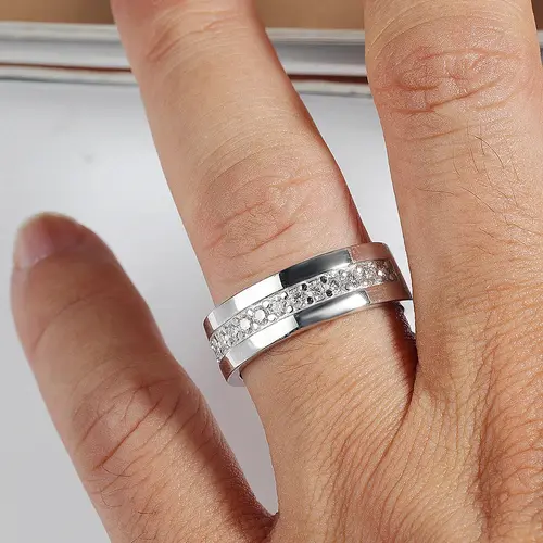 100% 925 Sterling Silver Full Moissanite Ring Man Women Sparkling Lab Diamond Eternity Band Wedding Rings Hip Hop Jewelry Gifts - Image 5