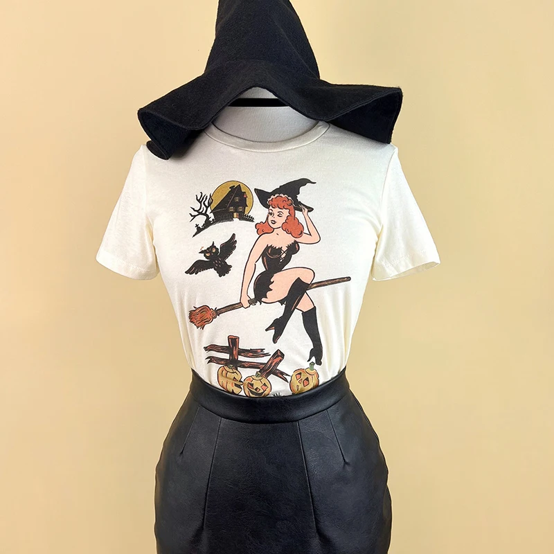 

Season of The Witch Women T Shirt Cotton Loose Halloween Tshirt Pumpkin Graphic Tee Thanksgiving Festival Clothes Unisex Tops