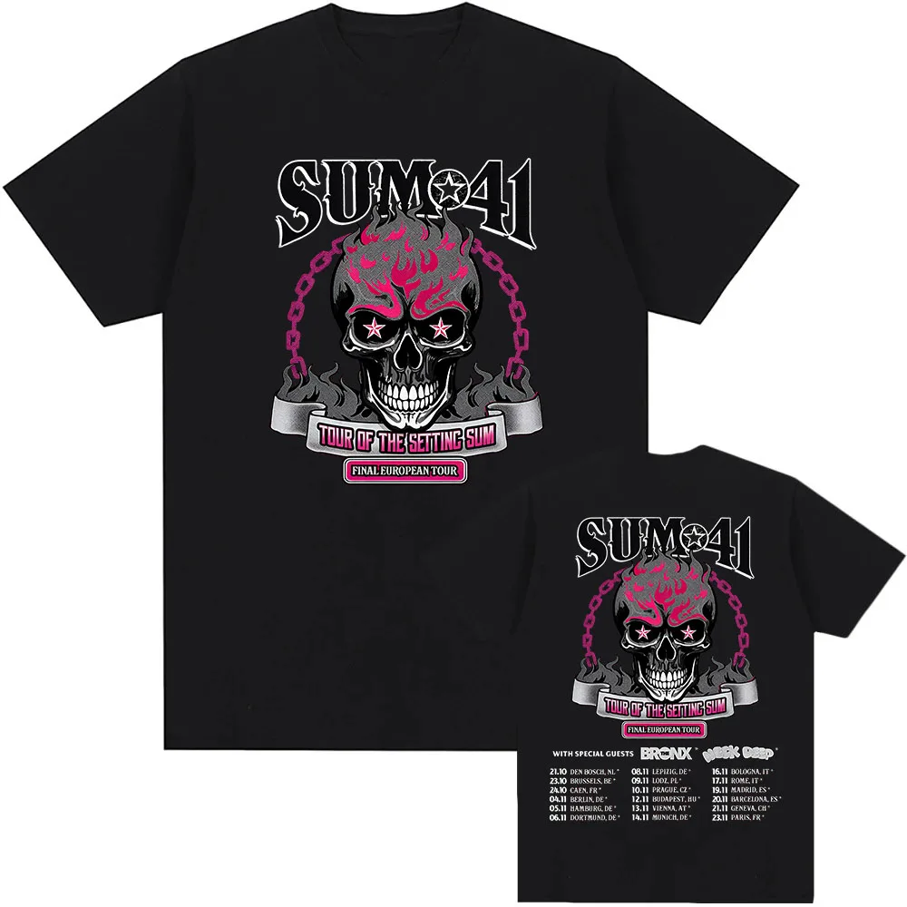 Tour of The Setting Sum 41 T-Shirt Baumwolle Sommer Hochwertige Herren T-Shirts Rundhals Lässiges Hip Hop Gothic T-Shirt Unisex