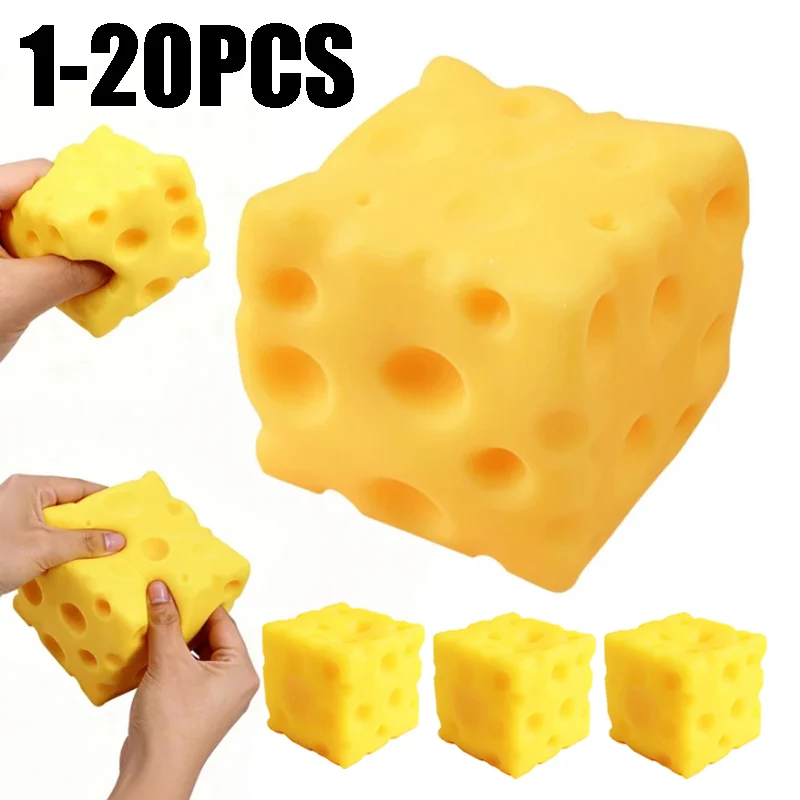 Cheese Novelty Squeeze Toy Soft Rubber Bouncing Sensory Fidget for Anxiety Relief Focus Training Relaxation Fun Cheese Shape