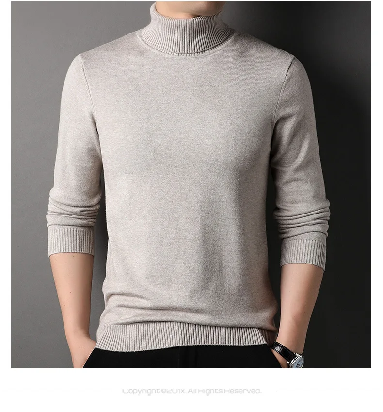 Autumn Winter New Turtleneck Pullover Men Casual Solid Color Men's High Collar Knitted Sweater Top Warm Bottoming Pull Homme_voghion.com