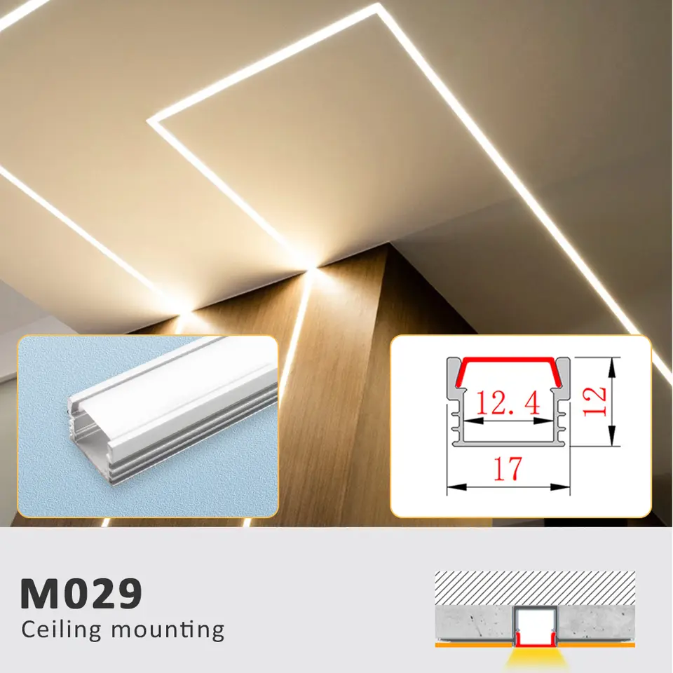 LED Strip Aluminum Profile 50CM Recessed Surface Mounted Aluminium Channel with Diffuser PC Cover for 8mm 10mm Linear Lighting image 4