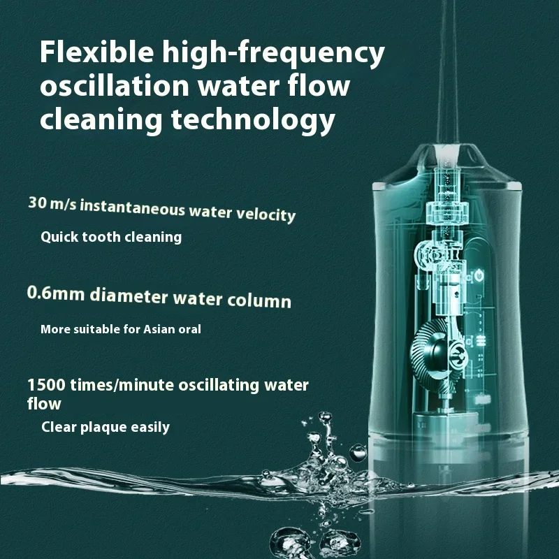 Oral Irrigator Portable Dental Water Flosser USB Rechargeable Water Jet Floss Tooth Pick 4 Jet Tip 220ml 3 Modes Teeth Cleaner