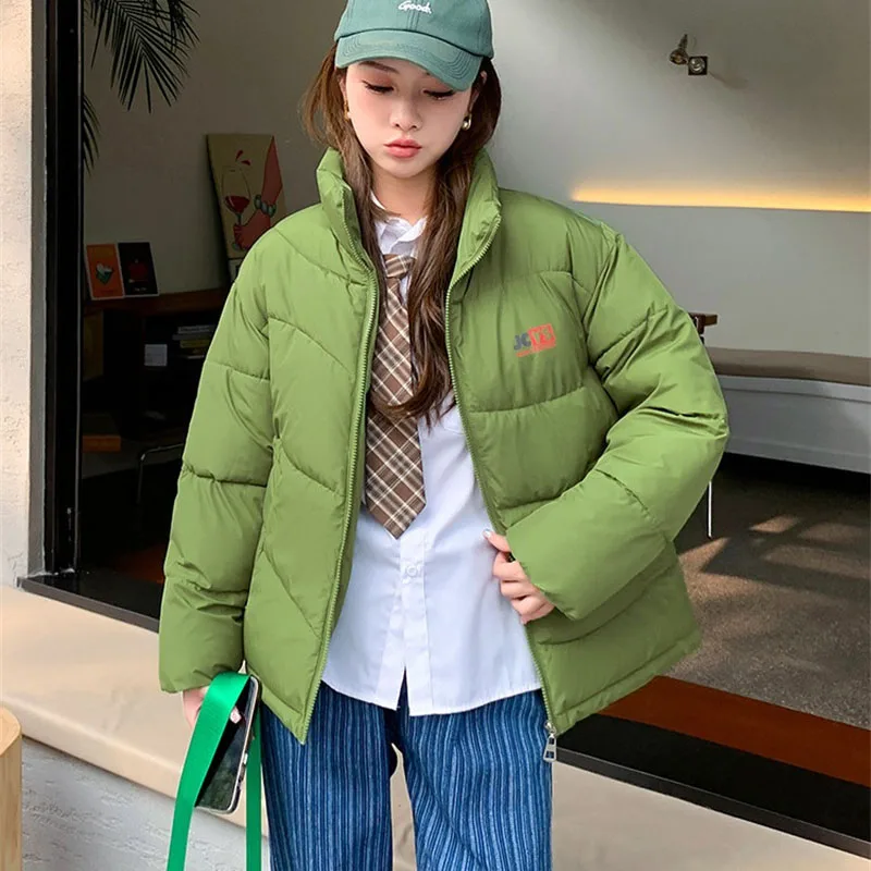 2024 Fashion Loose Short Coat Winter Women Down Cotton-padded Jacket Student Thicken Parkas Stand-up Collar Casual Warm Overcoat