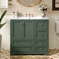 36inch Bathroom Vanity with Sink,  Solid Wood Freestanding Bathroom Vanities with 4 Storage Drawers and Shelf, Soft Closing Door 1