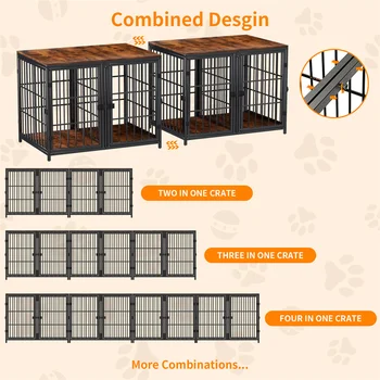 1Pcs Ultra Thicken Dog Crate Cage Pet Dog Puppy Kennel with Removable Divider and 4 Doors for 2 Small Dogs or 1 Medium Large Dog 6