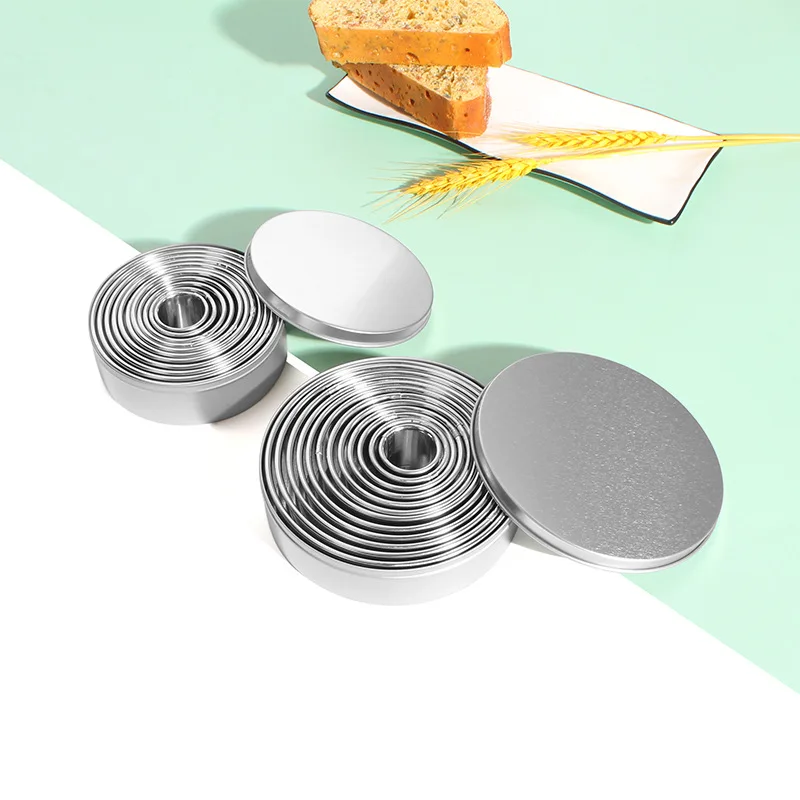 Biscuit Mold 11pcs Stainless Steel Round Dough Cutter Dumplings Skin Kitchen Cookie Cutter Set Baking Circle Pastry Mould