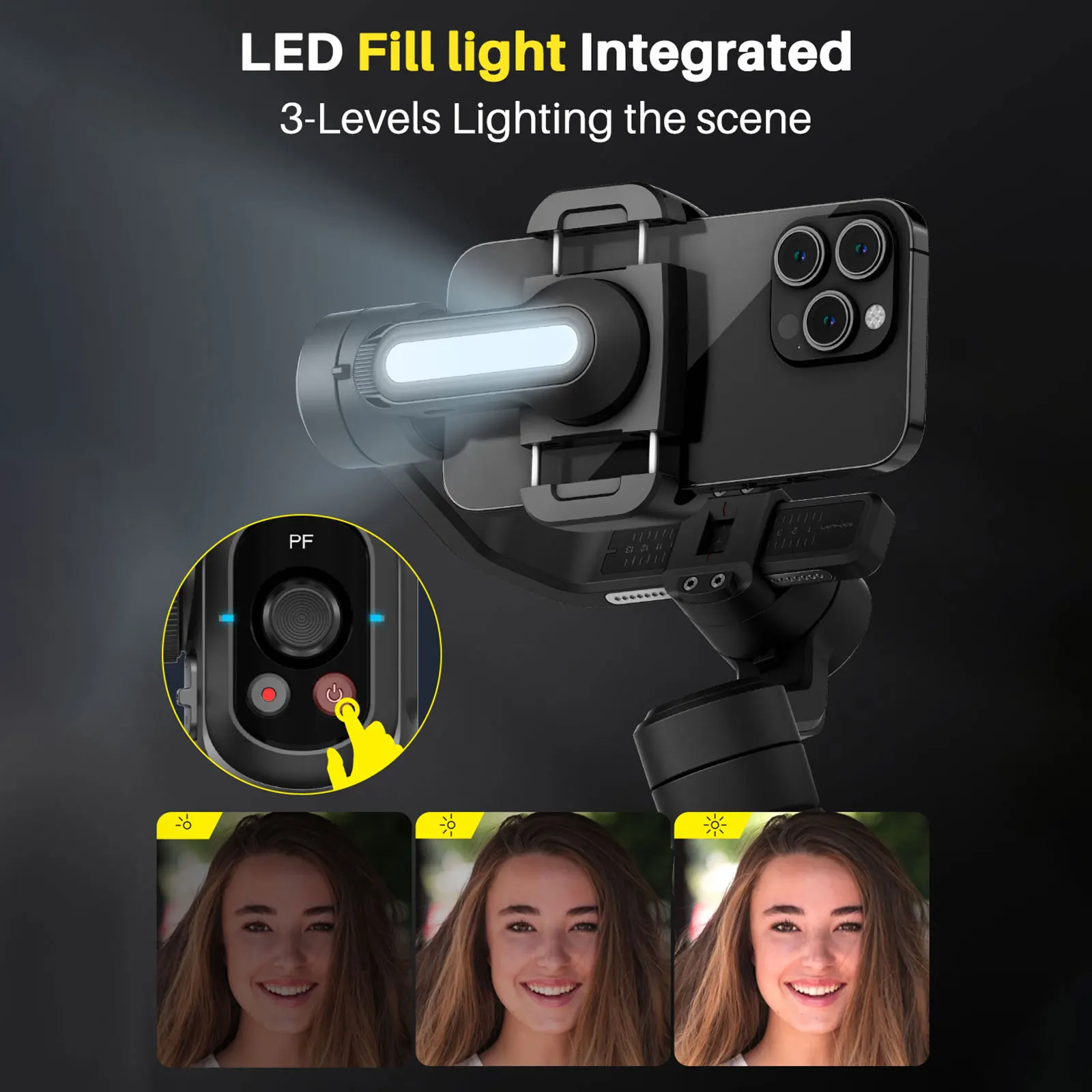 AOCHUAN SMART S2 Gimbal Stabilizer for Smartphone Professional Industry-Standard 3-Axis Phone Gimbal Extendable Rod