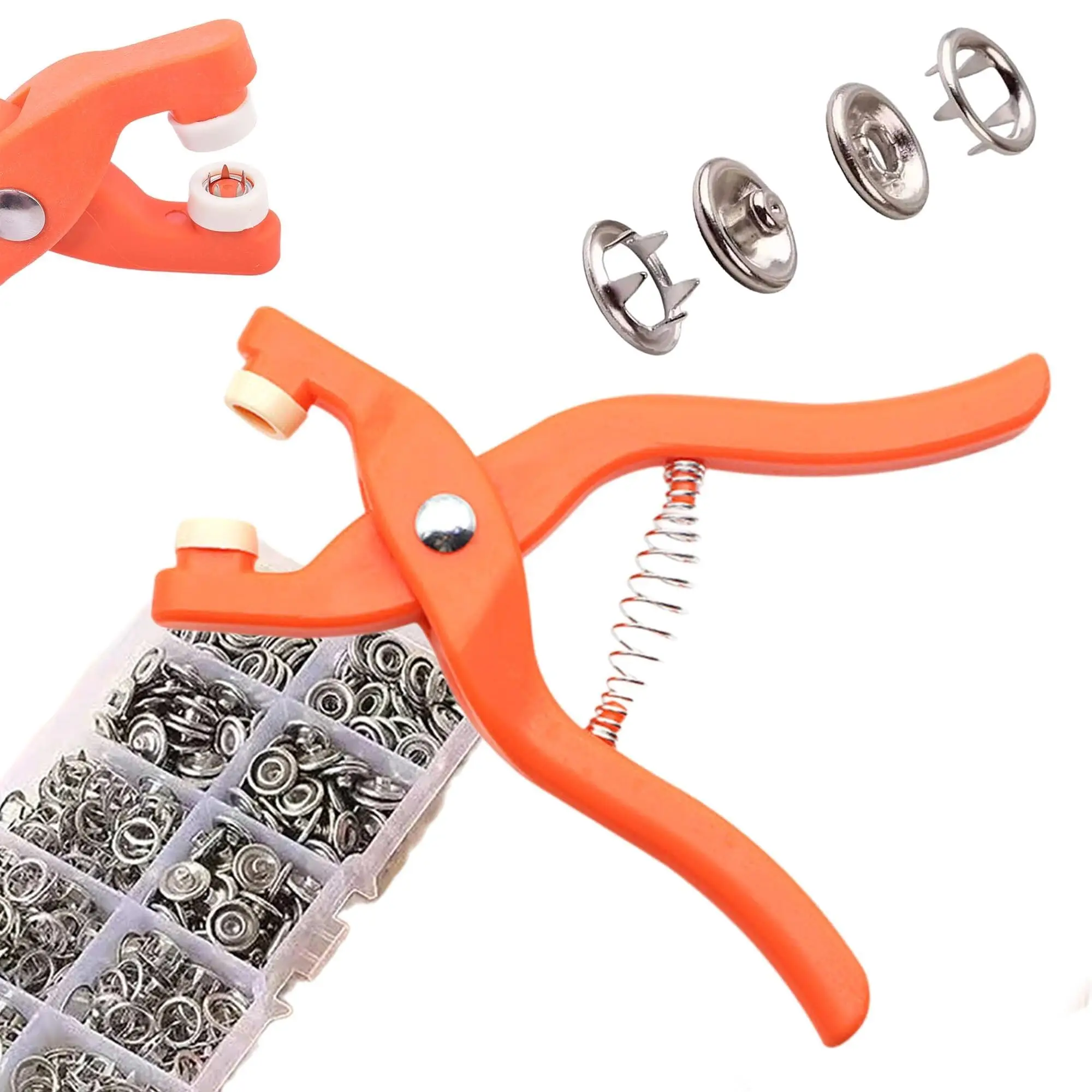 Snap Button Kit with Hand Pliers - 50 Metal Snaps for Sewing and DIY Crafts