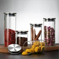 250-650ML Glass Canister Stainless Steel Cover Glass Spice Jars Storage Tank Coffee Bean Food Containers Kitchen Accessories 2