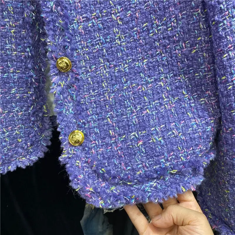 Fashion Casual Wool Jackets Women's Outwear 2023 Autumn Winter Y2k Tweed Coats Long Sleeve Thicken Warm Woolen Jacket Casaco
