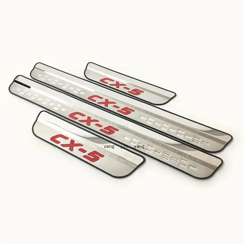 For Mazda CX-5 Car Door Protector Thresholds Chrome Pads Vehicle Ladder Sill Scuff Plates Quality Stainless Steel Accessories