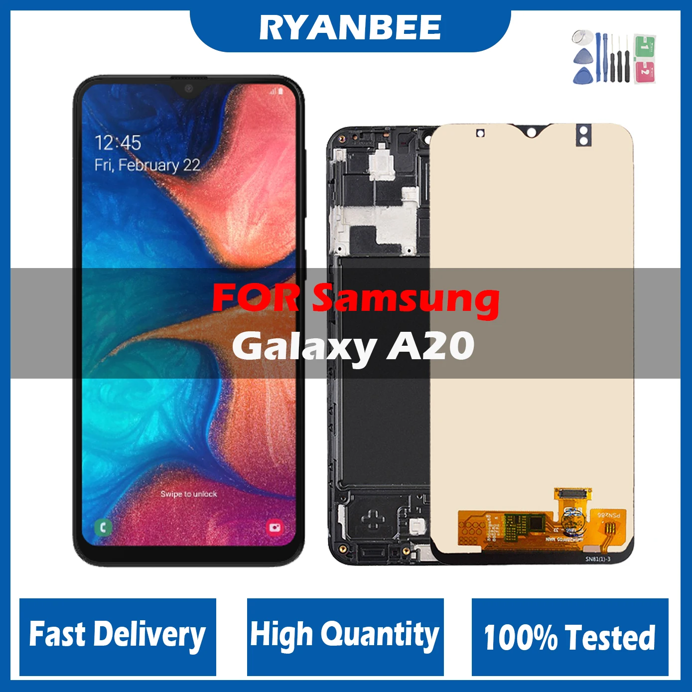 Lcd Testato Al 100% Per Samsung Galaxy A20 Display Lcd Touch Screen Digitizer Con Gruppo Telaio Per Samsung A20 Sm-A205F A205Fn