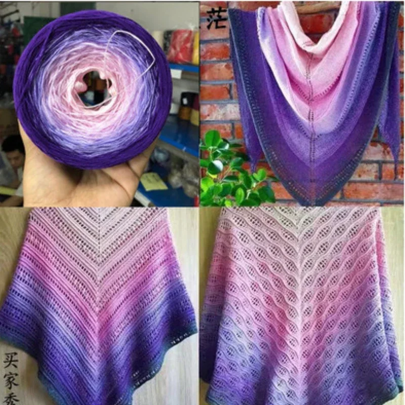 300g/pcs Colorful Pure Cotton Cake Gradient Cotton Rainbow DIY Scarf Shawl Skirt Wool Yarn Crochet 4