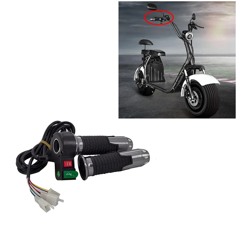 Poignées de guidon universelles pour moto 12V-72V, klaxon à trois vitesses, poignée tournante, accélérateur pour Scooter électrique Citycoco