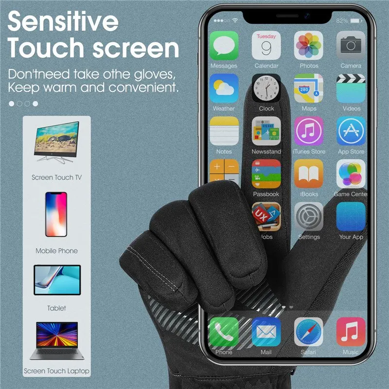 WEST BIKING Winter Waterproof Gloves Touch Screen Cycling Mittens Warm Windproof Skiing Sport 3M Thinsulate Thick Thermal Gloves