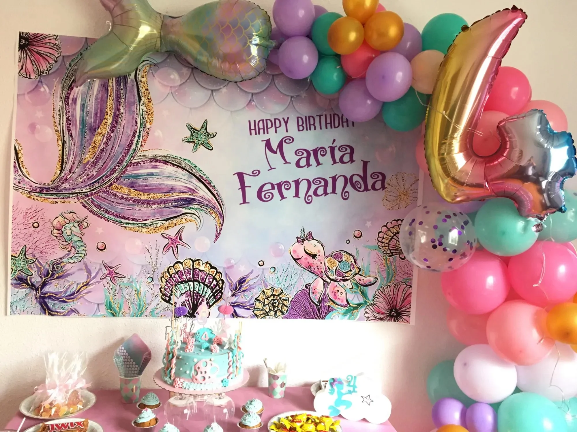 Photo Backdrop Mermaid Birthday Party Backdrop for Girls Tail Seabed Scales Shell Princess Baby Shower Photography Background Decor Photo Props