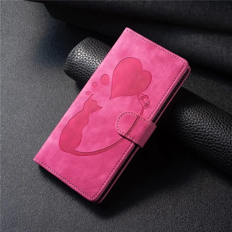 Cat Leather Phone Case - Stylish Flip Cover & Wallet Bag in Premium Design