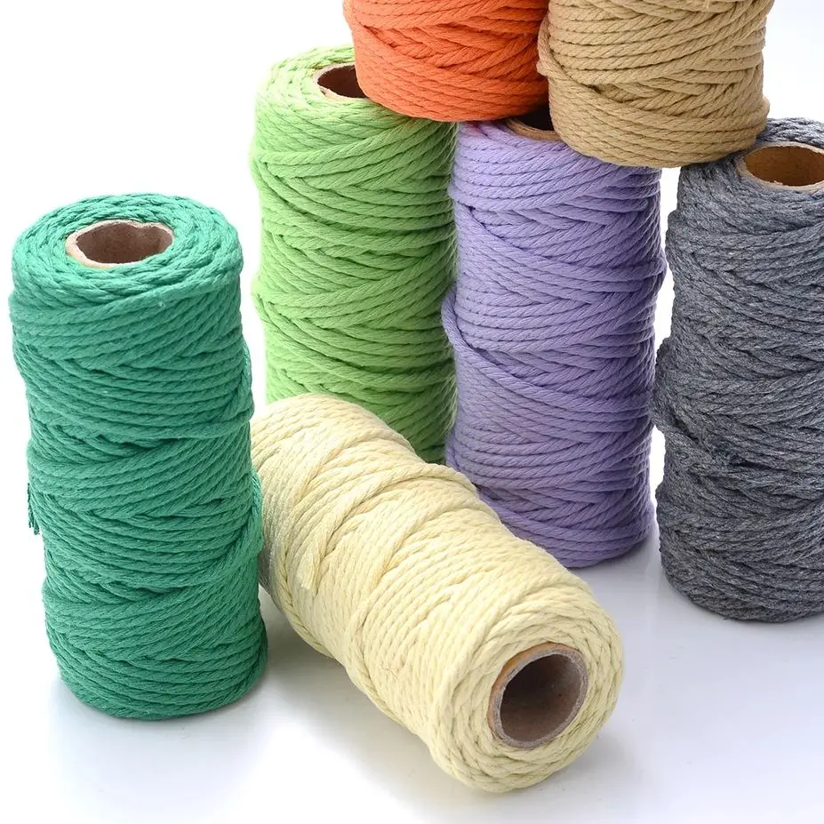2028meters3mmColorfulCottonThreadMacrameCordTwineStringDIY