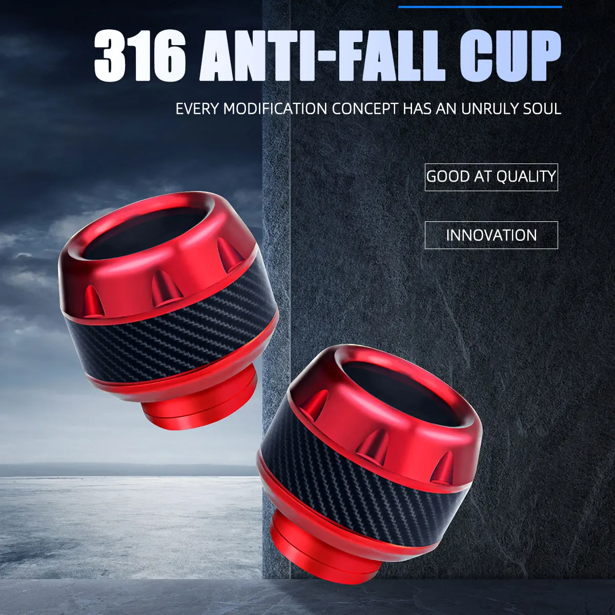 2PCS 오토바이 충돌 방지 장치 탄소 스쿠터 휠 프론트 포크 프레임 Anti-fall Cup Protector Modified Motor Accessorie Black