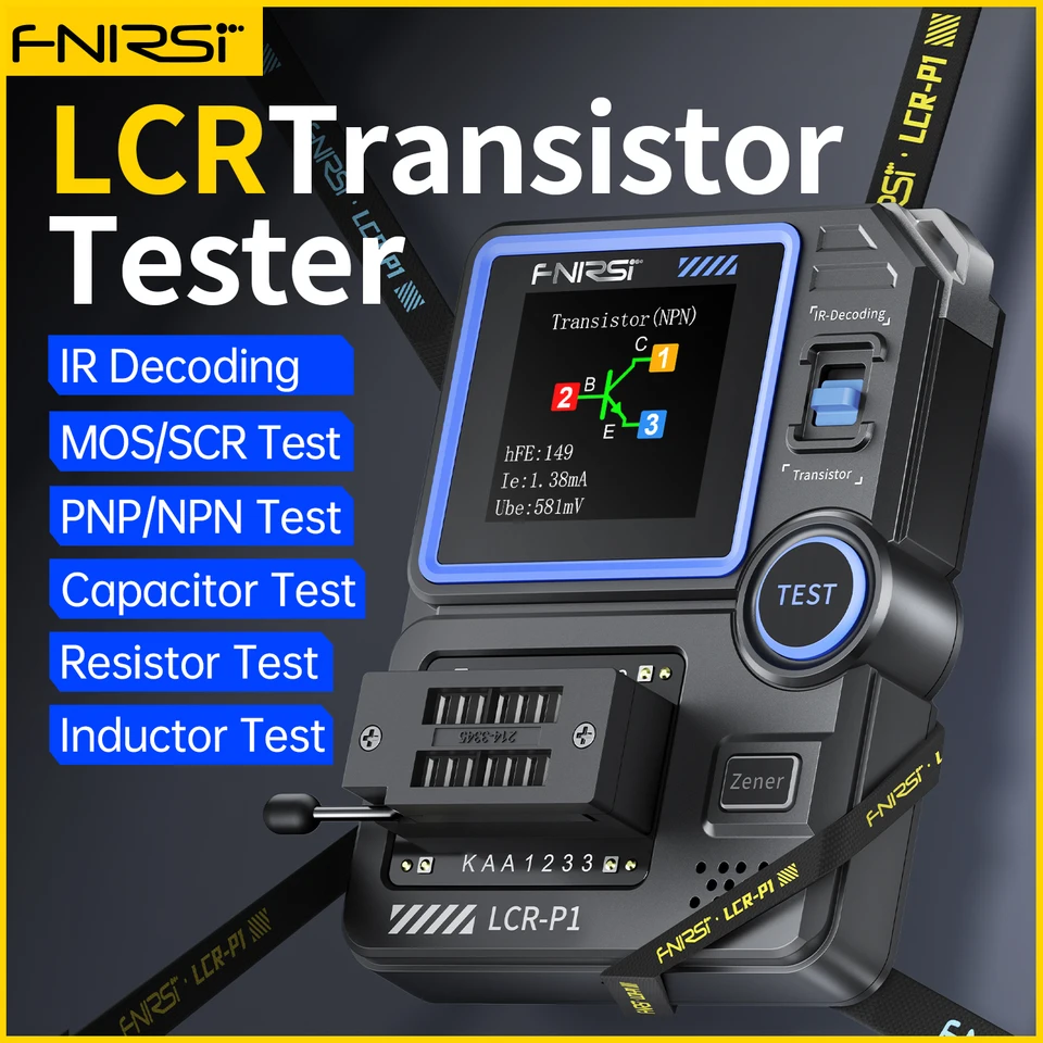 FNIRSI LCR-P1 Transistor Tester Mosfet Transistor Condensatore Tester Componente Elettronico SMD Triodo Diodo Zener Resistenza Induttanza Batteria Test LCR Meter MOS PNP NPN ESR Meter