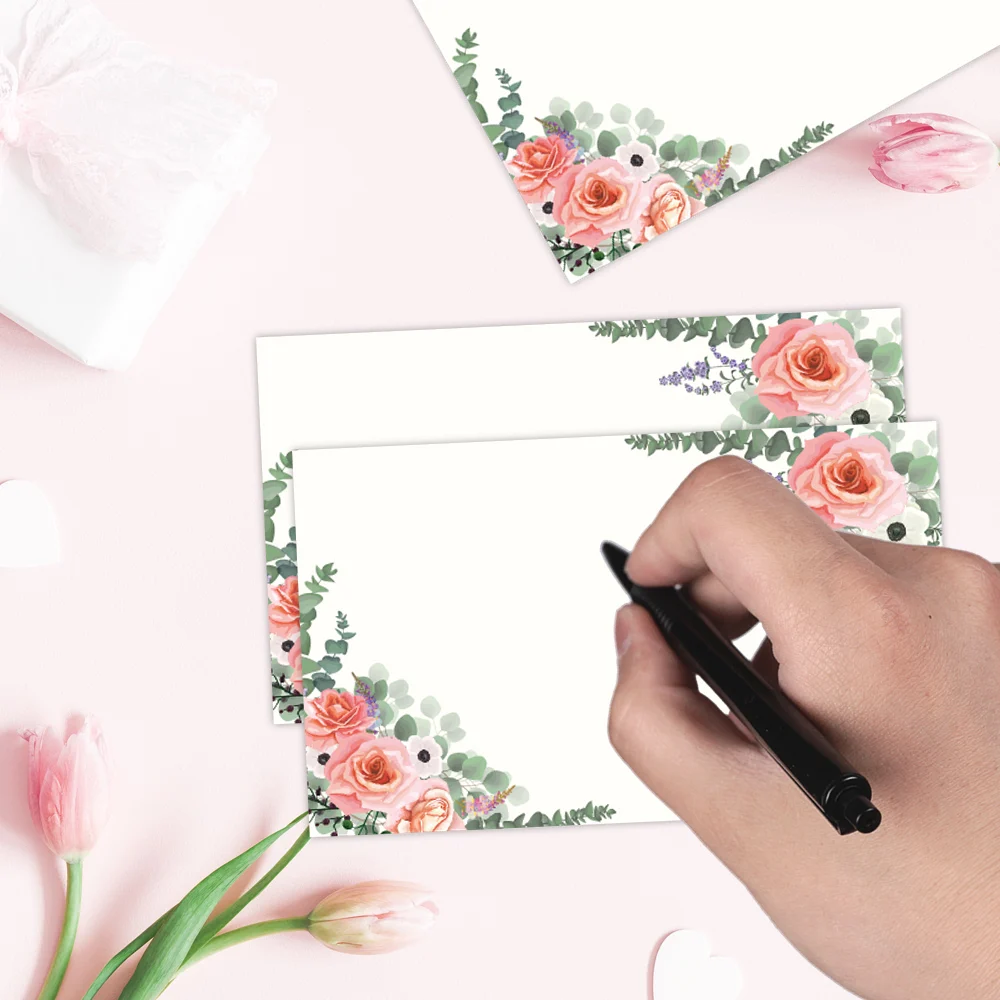 50개 꽃무늬 빈 인사말 카드, 수채화 질감, 낭만적인 자연스러운 느낌, 결혼식 생일 파티 감사 카드, 선물 태그
