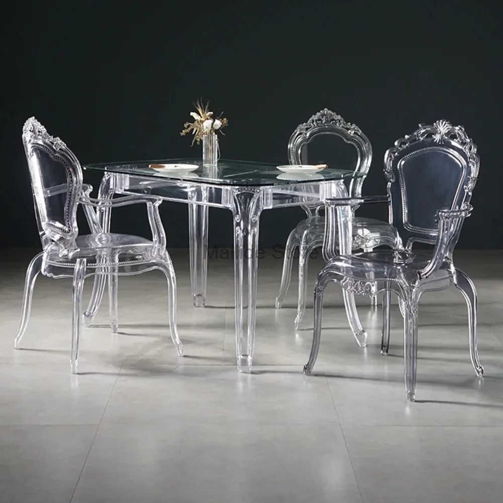 Transparent simple Dining Chairs Creative Kitchen Furniture Household Acrylic Crystal Dining Chair Designer Palace Style Stool the combination of office tables and chairs is simple and modern for four people