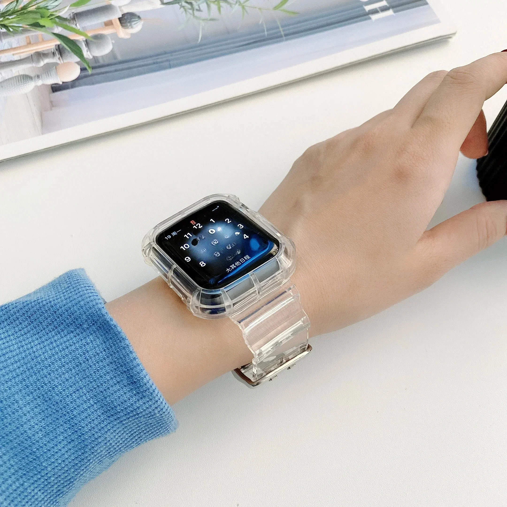 Transparent Protective Band and Case for Apple Watch - Clear Plastic Strap