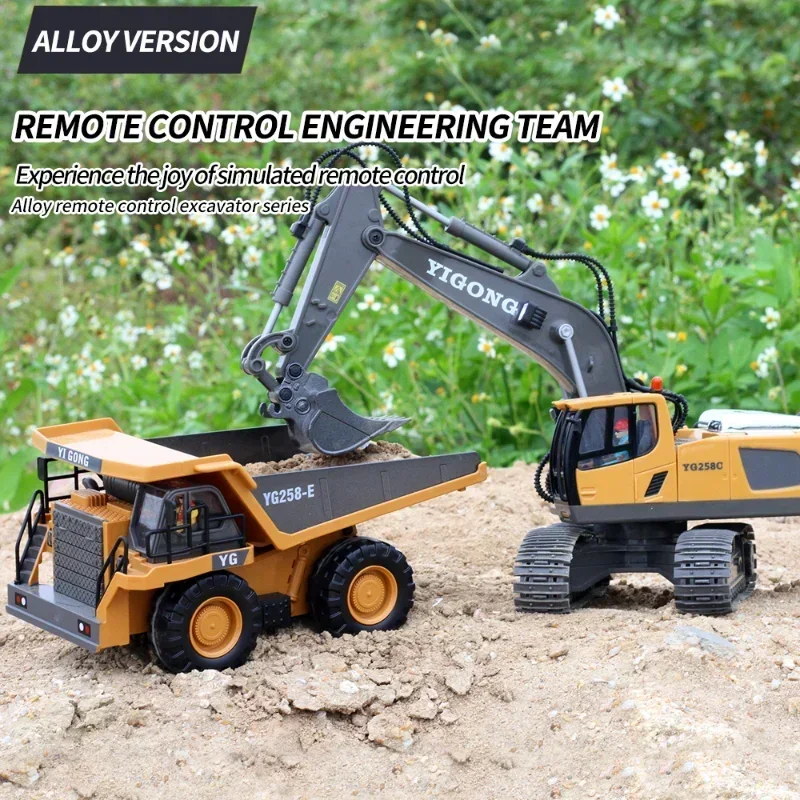 Remote Controlled Excavator Alloy Engineering Car Boy Bulldozer Remote Controlled Car Truck Toys 2.4G Toys Children's Car Gifts 6
